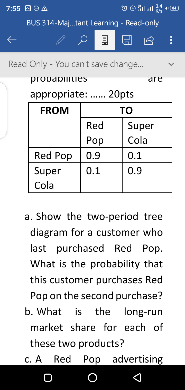 can't save change... v prODaDIIItIes are appropriate: ...... 20pts a. Show the