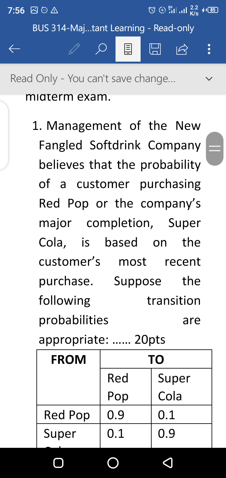 is the probability that this customer purchases Red Pop on the second