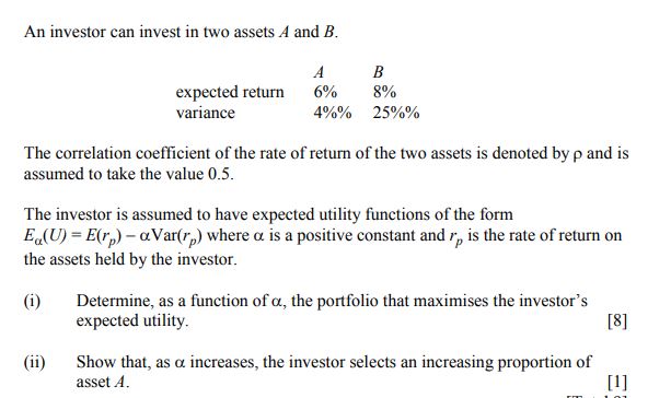 ofMean-Variance Portfolio Theory [2](ii) Explain how an efficient frontier changes its shape