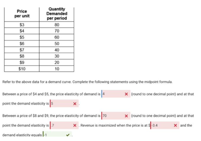  Price Quantity per unit Demanded per period $3 80 $4 70