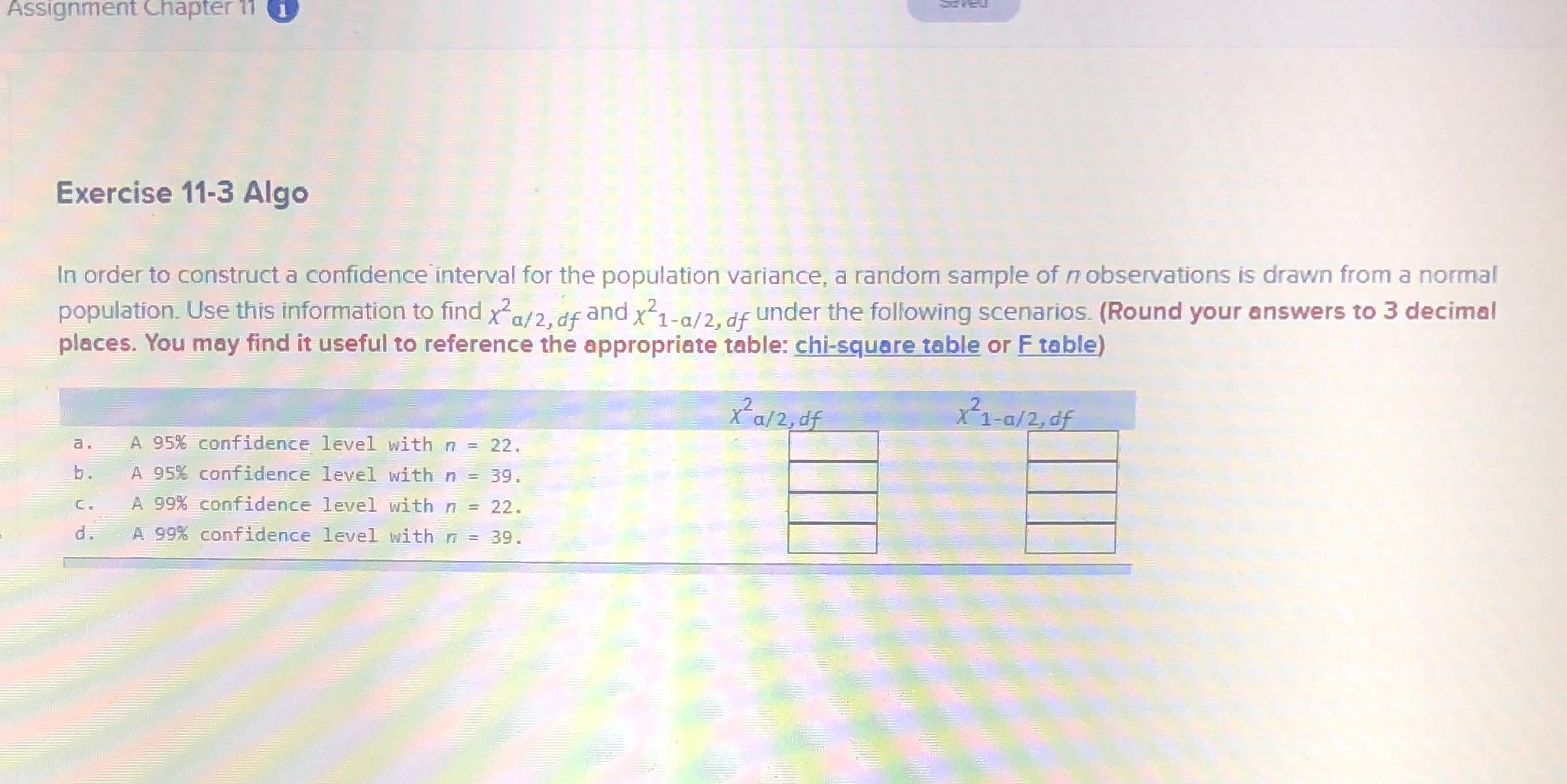  Assignment Chapter 11 1 Exercise 11-3 Algo In order to construct