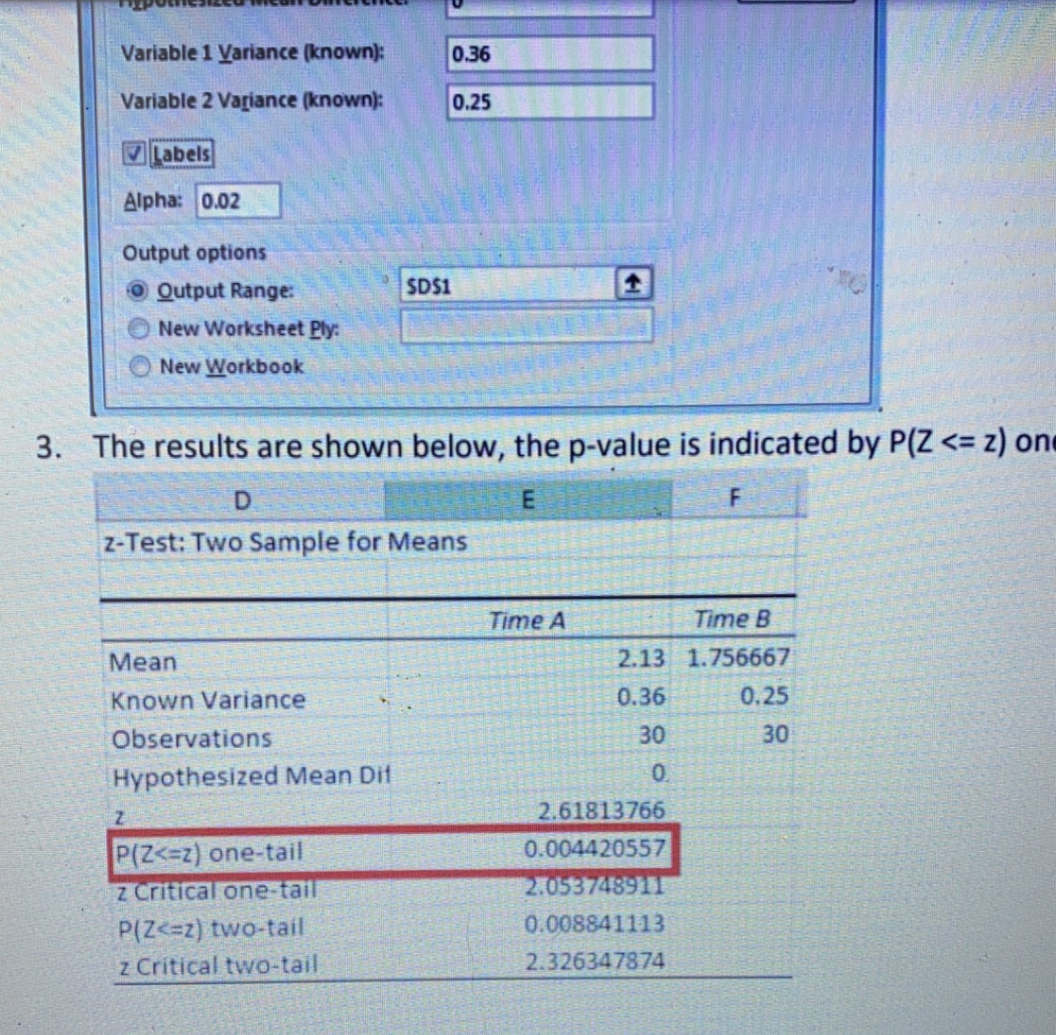  t Variable 1 Variance (known): 0.36 Variable 2 Variance (known): 0.25