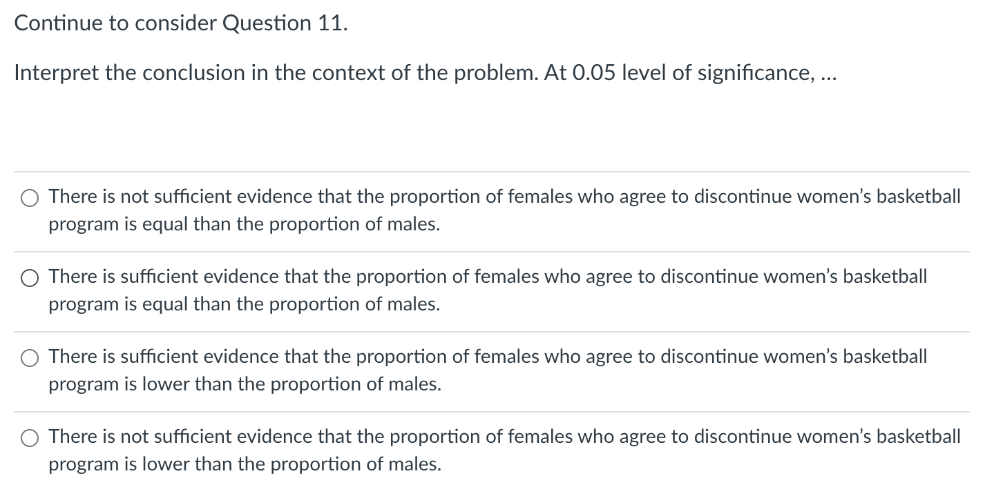 males surveyed (sample 2) responded "Yes." Test if the proportion of females