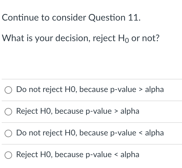 p1=p2, Ha: p1 alpha O Reject HO, because p-value > alpha O