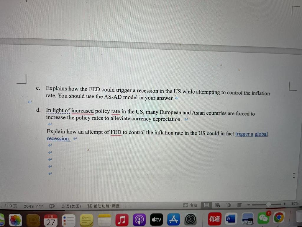 Y6 L c. Explains how the FED could trigger a recession in