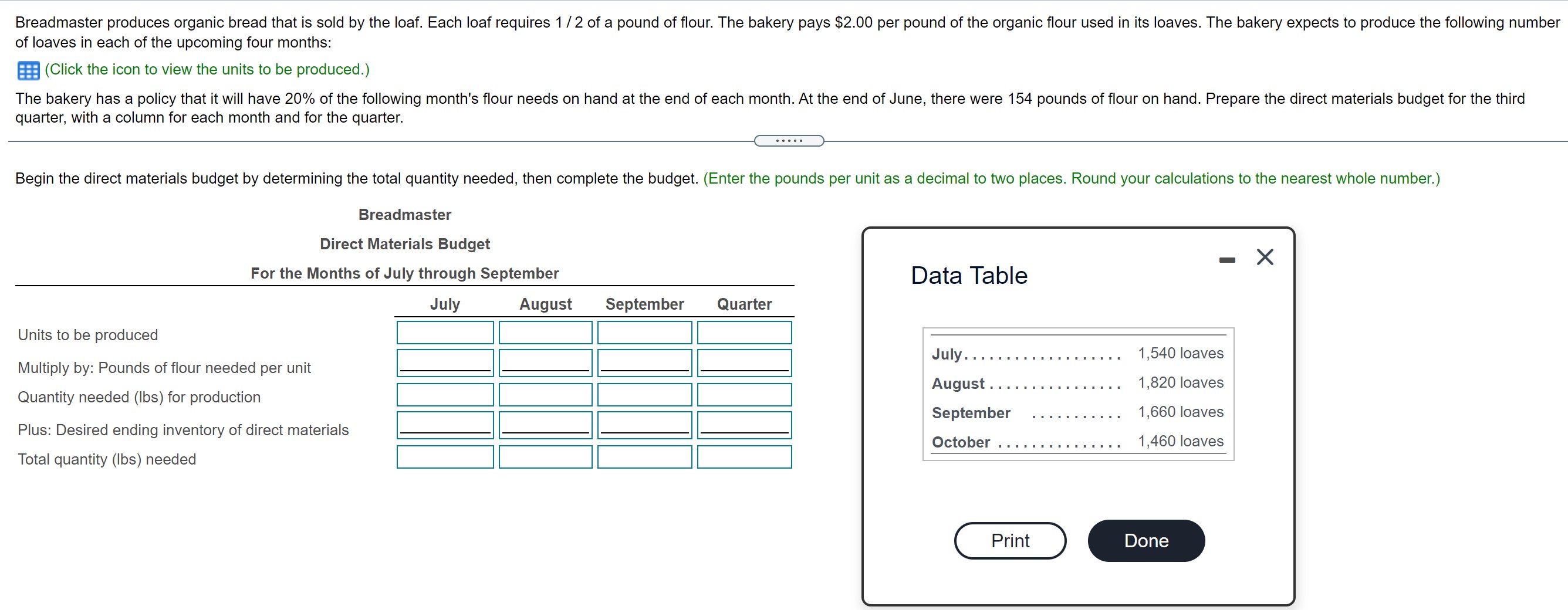 there are two parts to this question, please help with both Breadmaster