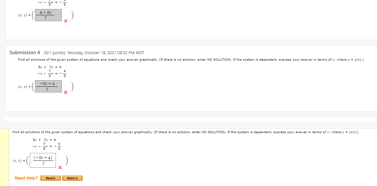 where y = y(x).) 5x + 7y : 4 7 -X -5x
