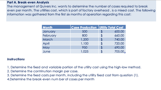 following information was gathered from the first six months of operation regarding