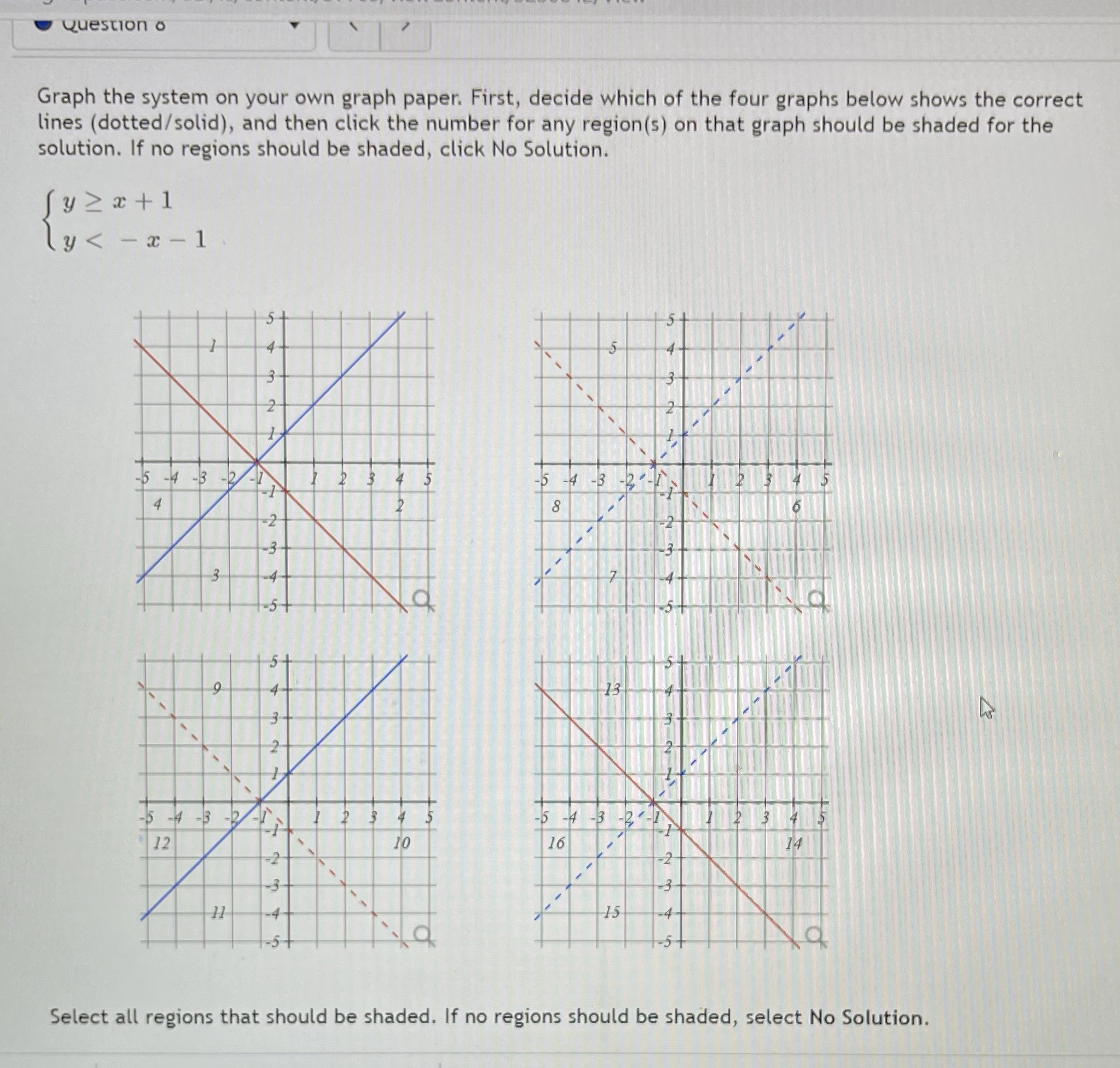  Question o Graph the system on your own graph paper. First,