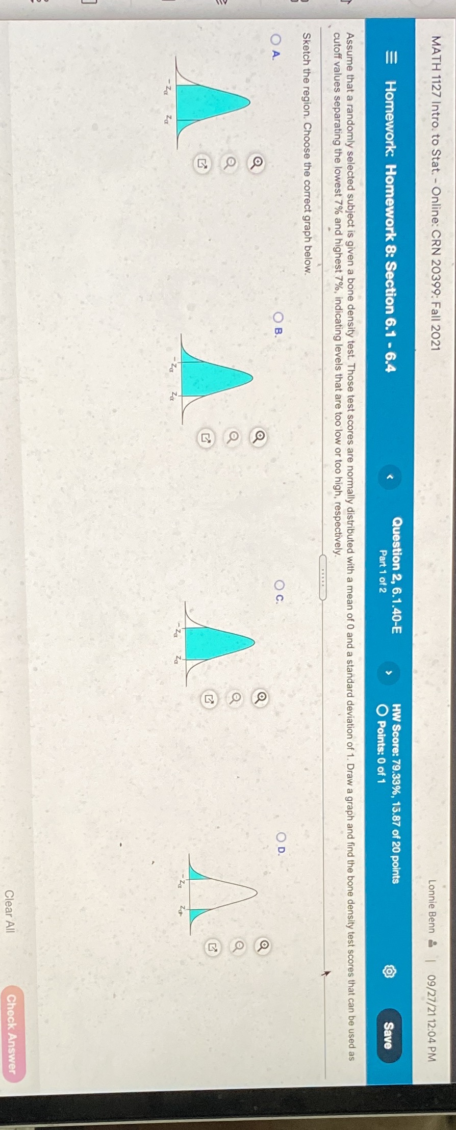 Assume that a randomly selected subject is given a bone density test.