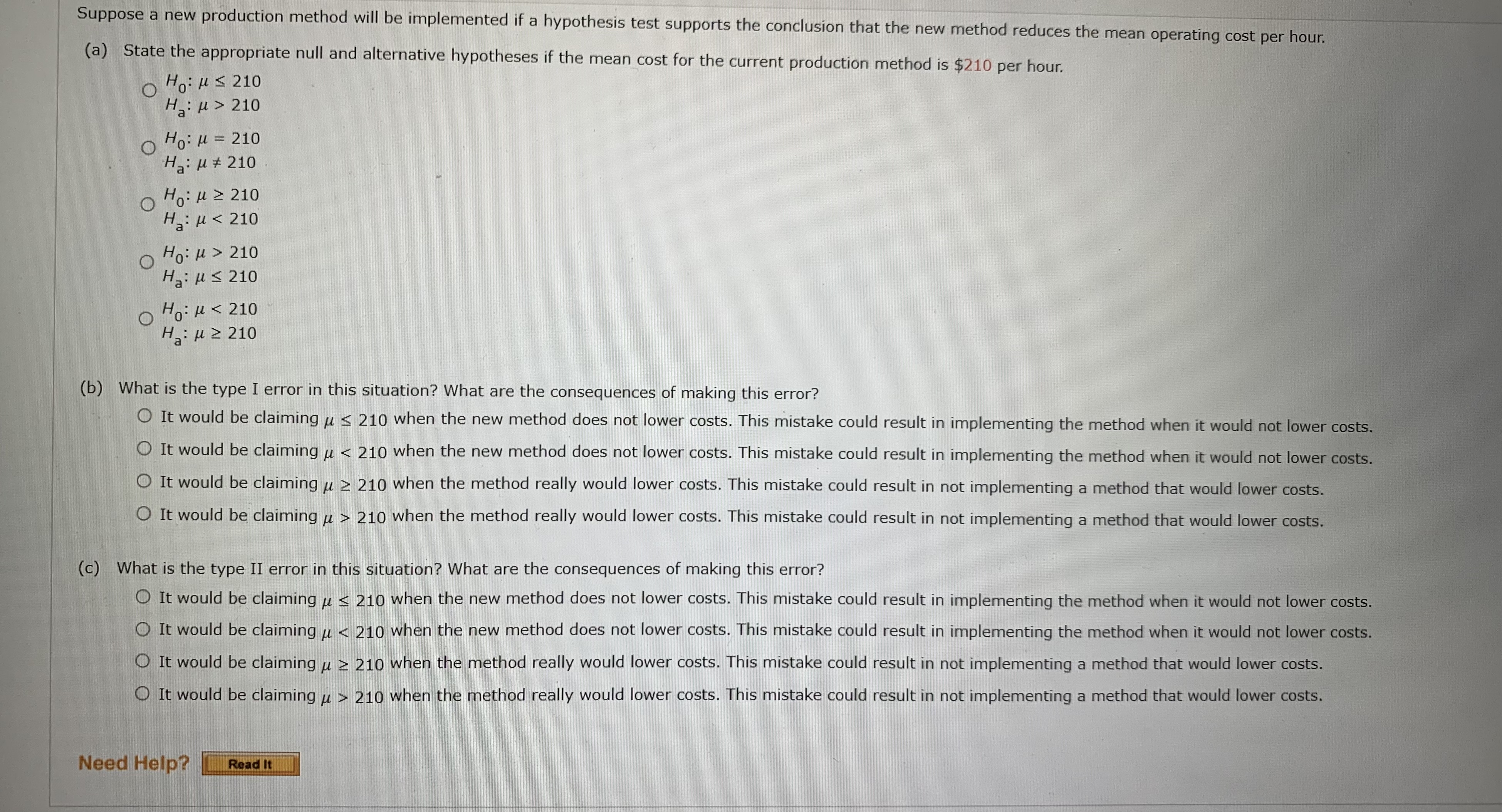 cost of the new method over a sample production period. (a) Develop