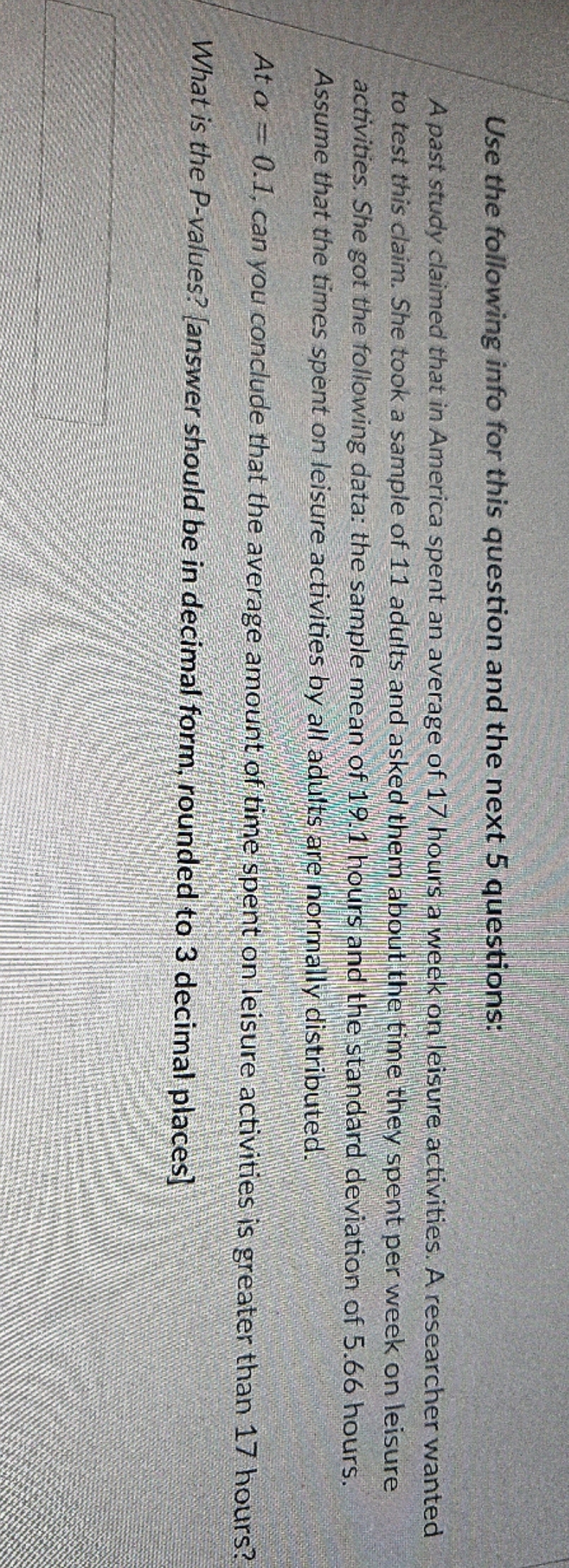 final answer please Use the following info for this question and the