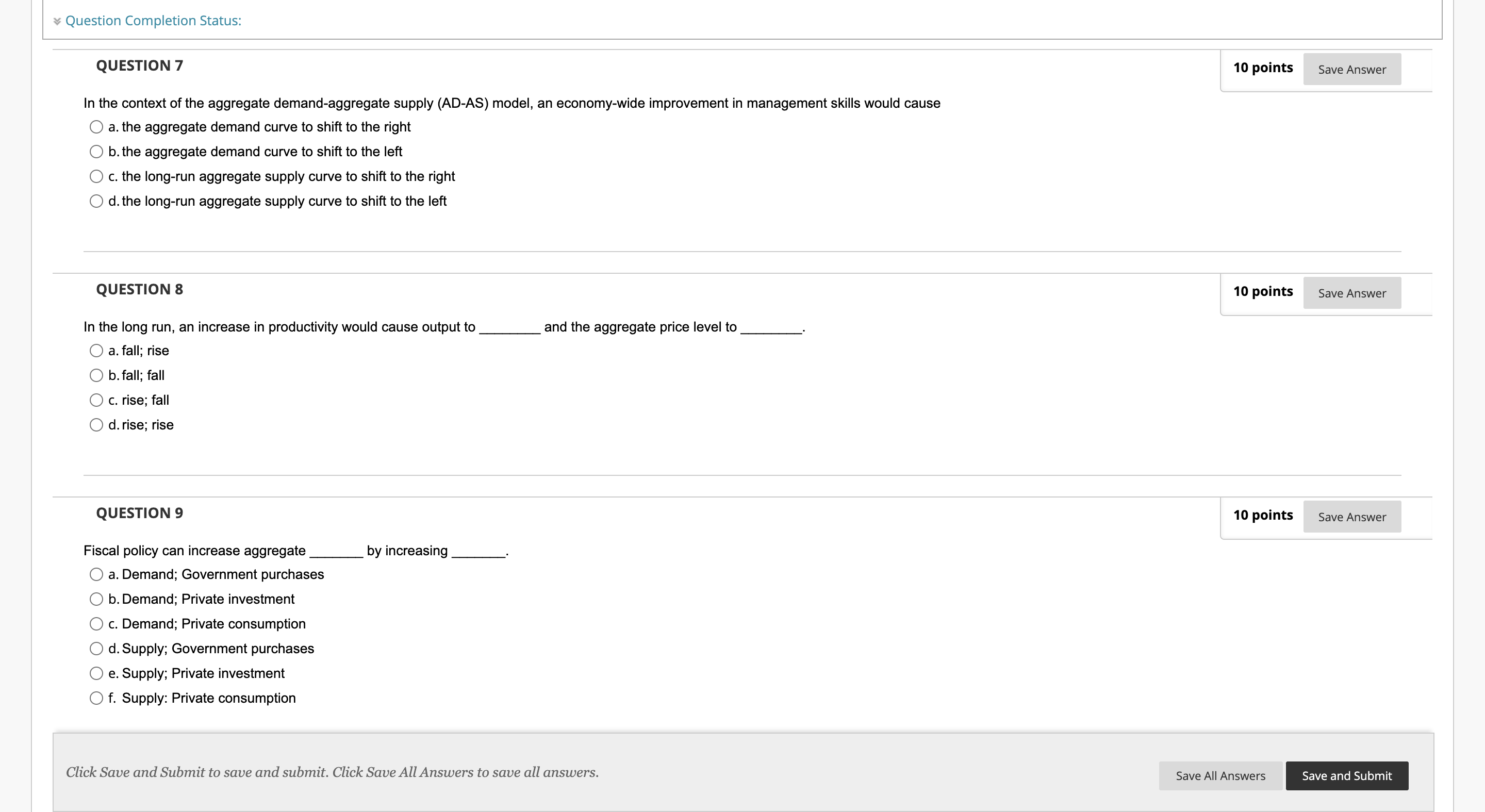 b. Ups and downs in the stock market O c. Fluctuations in