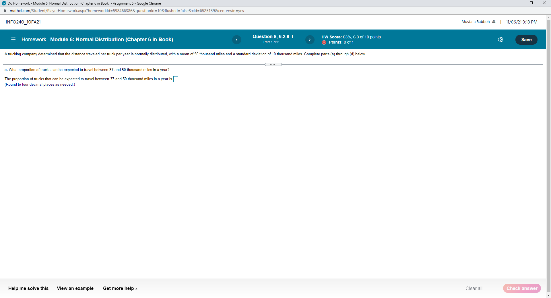  Do Homework - Module 6: Normal Distribution (Chapter 6 in Book)