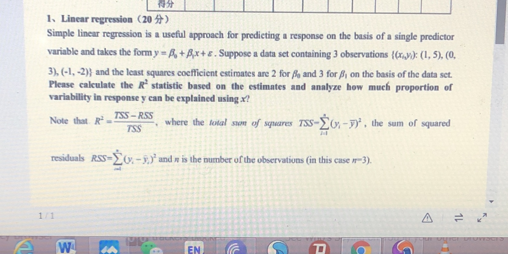 approach for predicting a response on the basis of a single predictor