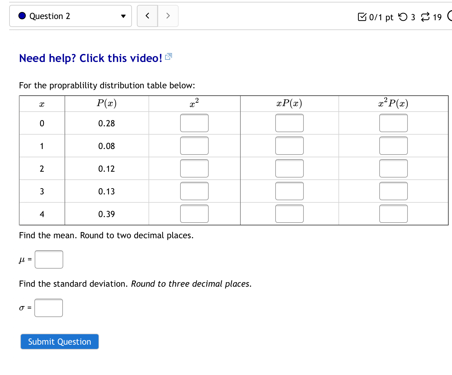 Question Help: El Video 1 El Video 2 Submit Question Question 1