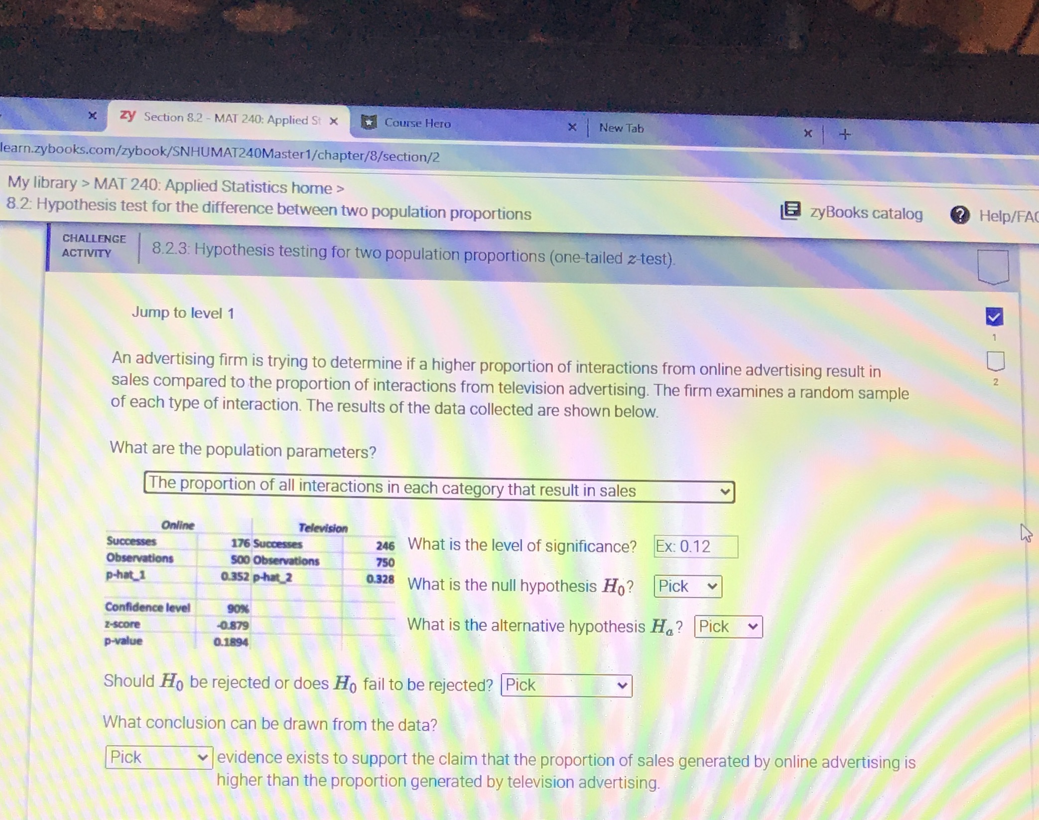 Math 240 Zy Section 8.2 - MAT 240: Applied St X Course