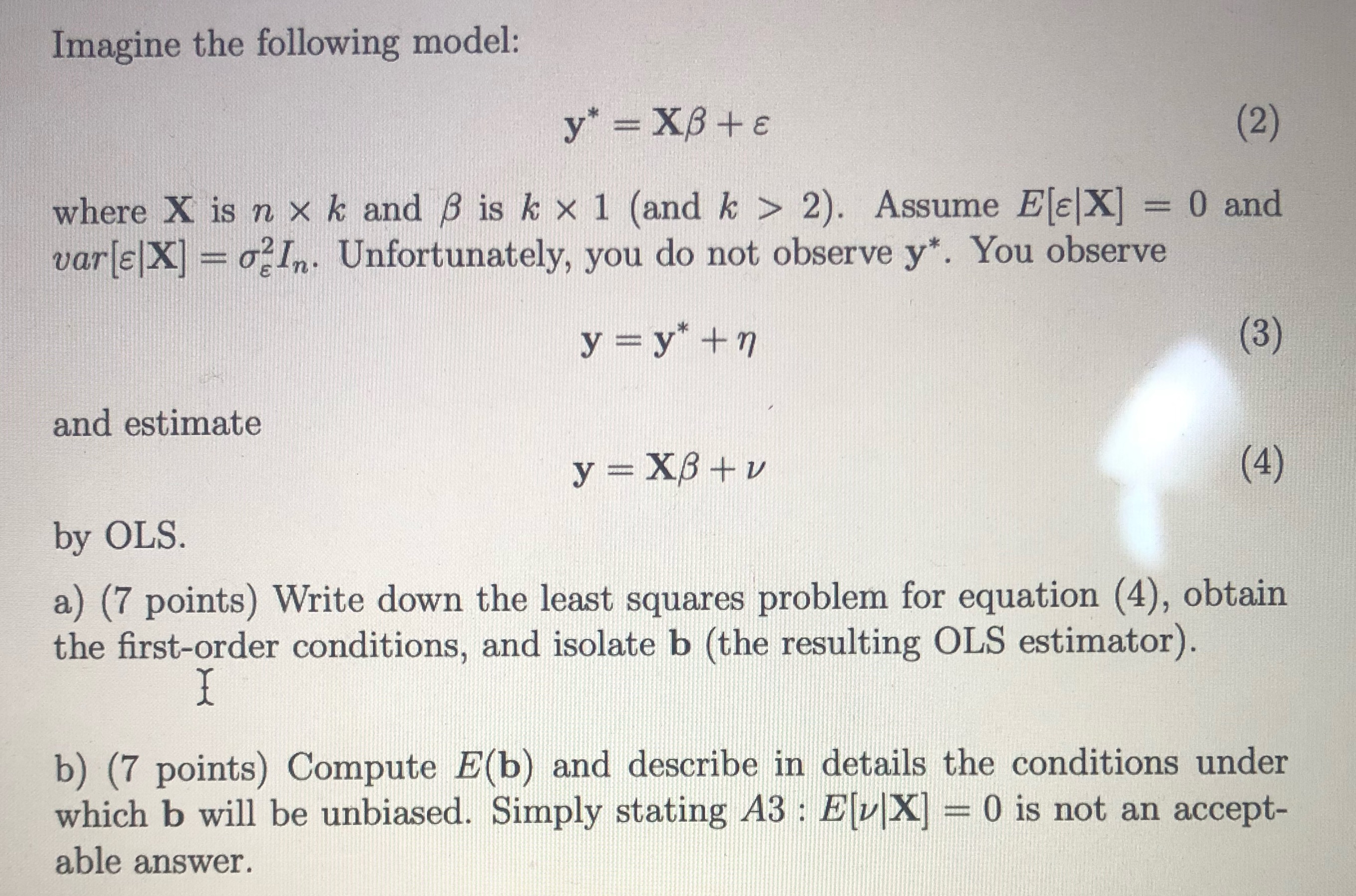 Measurement error in dependent variable Imagine the following model: y* = XB