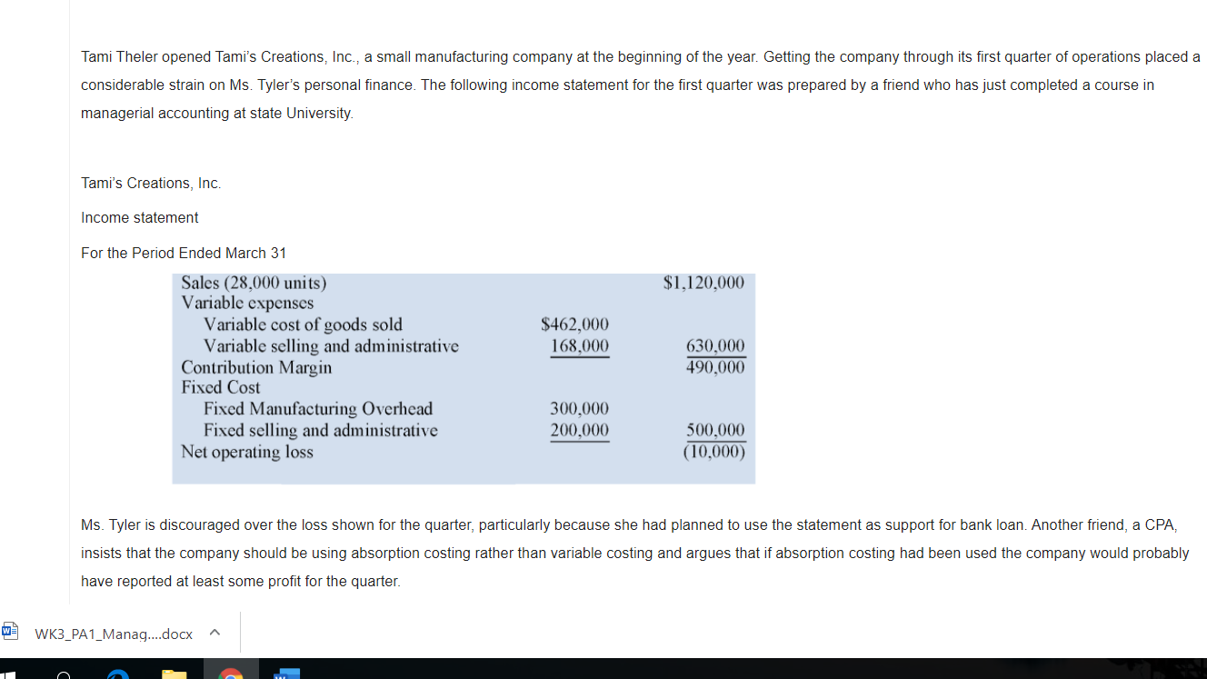 the beginning of the year. Getting the company through its rst quarter