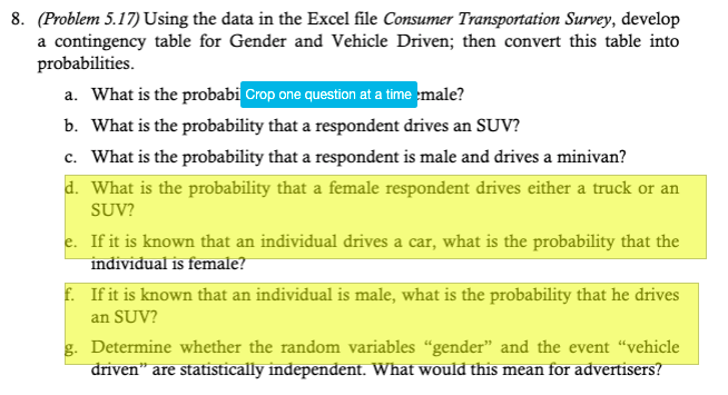  8. (Problem 5.17) Using the data in the Excel file Consumer