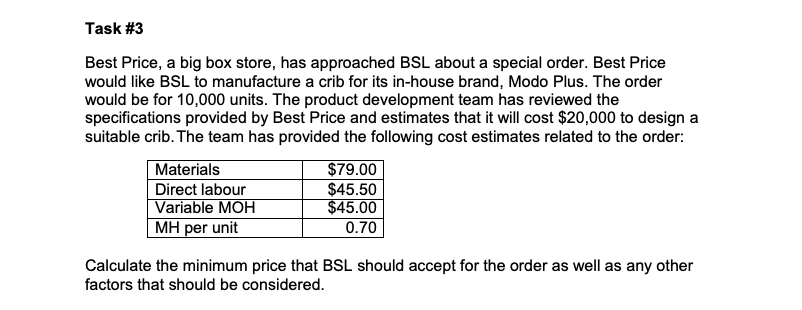 Cass Assignment 2 Bebe Suite Limited Bebe Suite Ltd. (ESL) manufactures baby