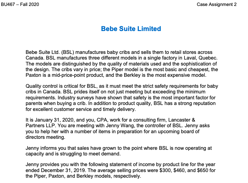 cribs and sells them to retail stores across Canada. ESL manufactures three