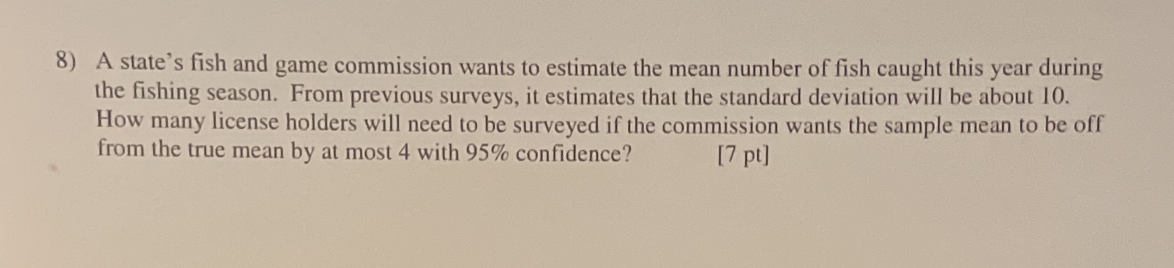 I need help with this problem on my review sheet for stats