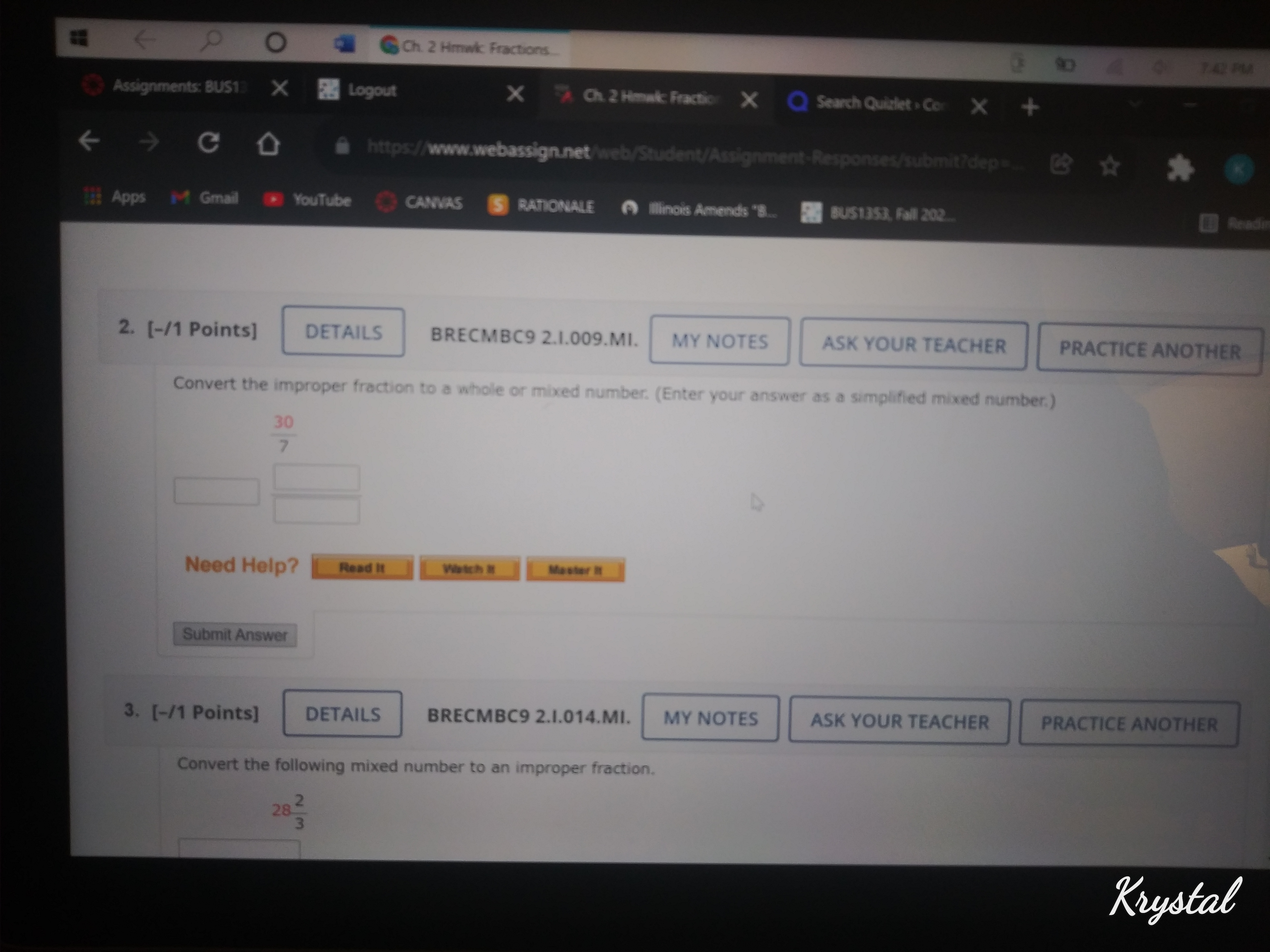  Co X + C https://www.webassign.net/web/Student/Assignment-Responses/submit/dep Apps M Gmail YouTube ) CANVAS