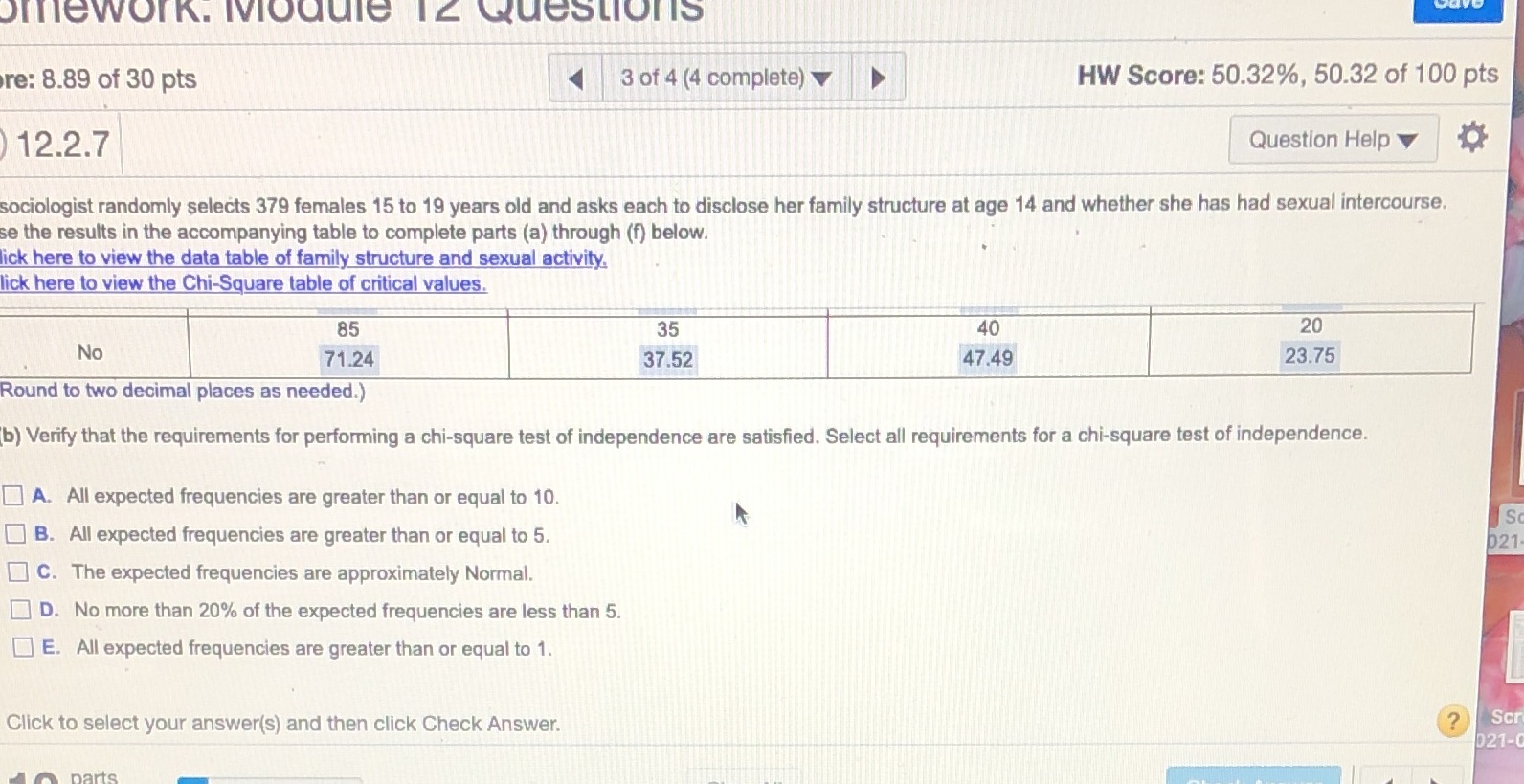 I need help with what ones apply to question b mework. Module