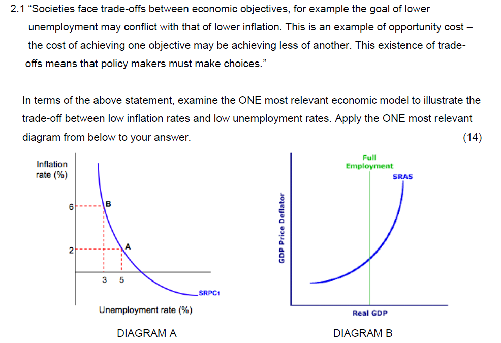 2.1 \"Societies face tradeoffs between economic objectives, for example the goal