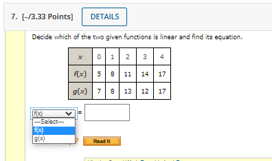 linear and find its equation. X 1 2 3 4 f(x) 5181