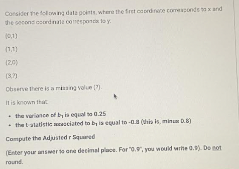 Consider the following data points, where the first coordinate corresponds to