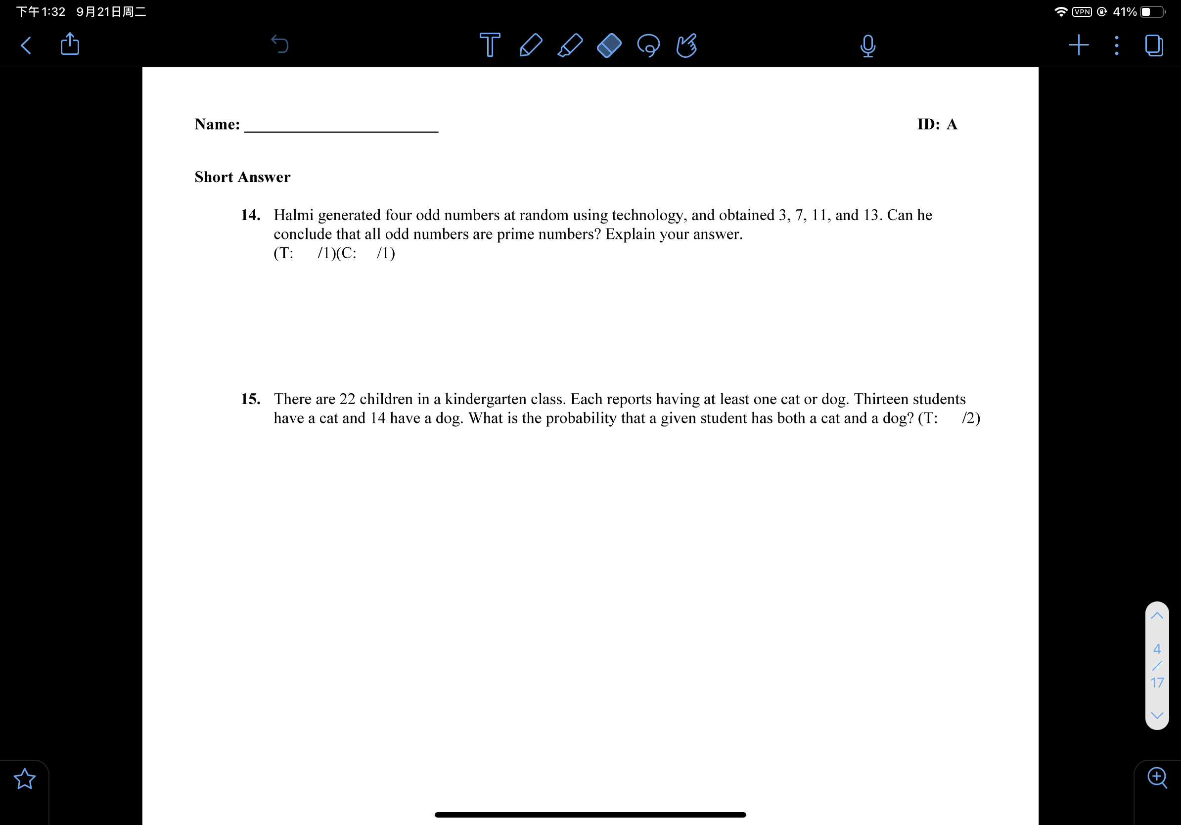 he conclude that all odd numbers are prime numbers? Explain your answer.