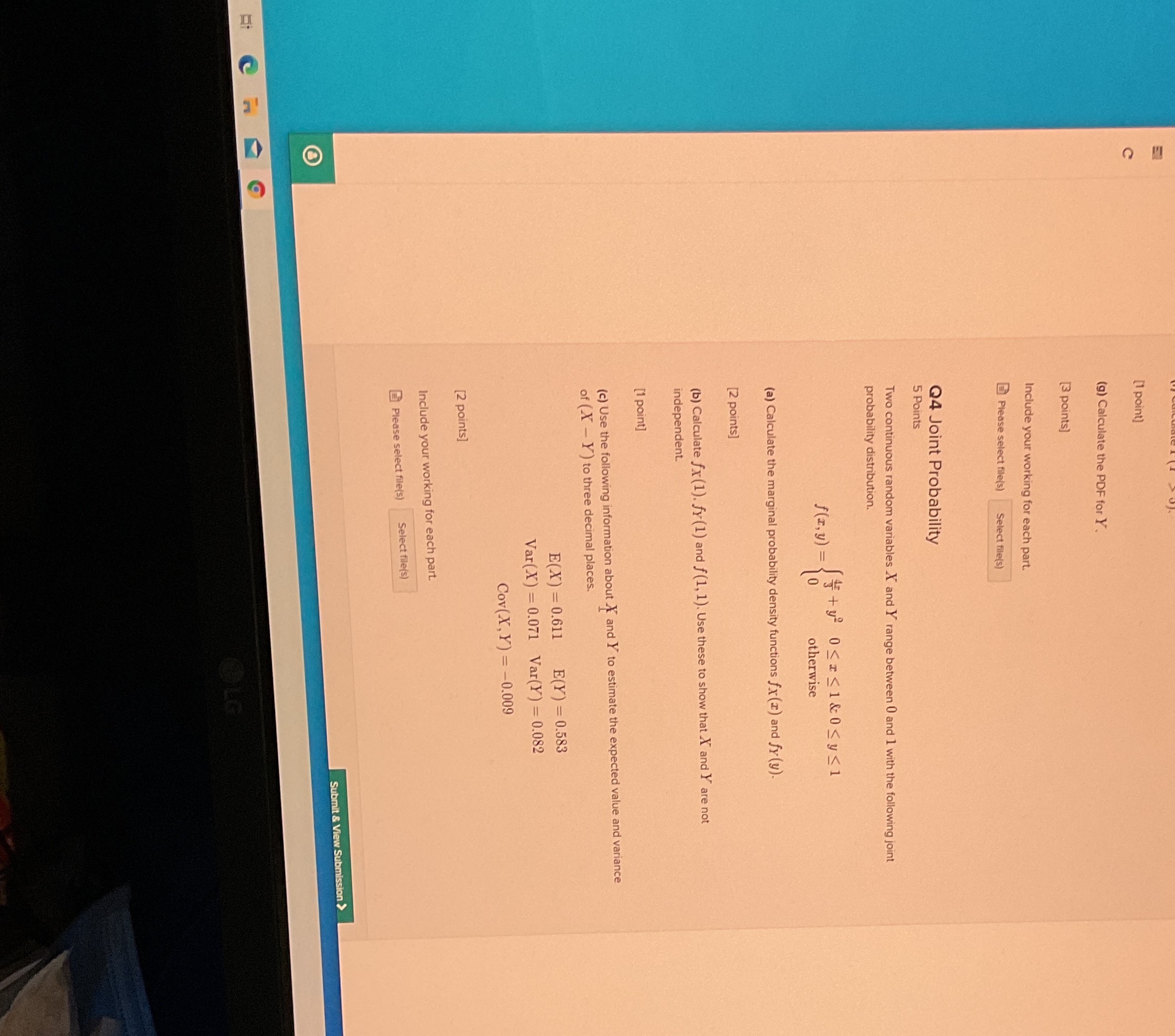 the PDF for Y. [3 points] Include your working for each part.