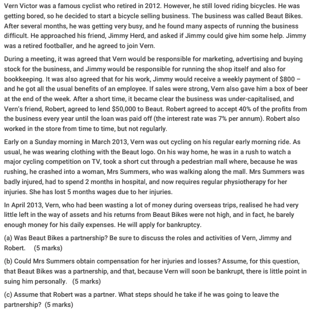 NEED HelpIRAC Method is applied Vern Victor was a famous cyclist who