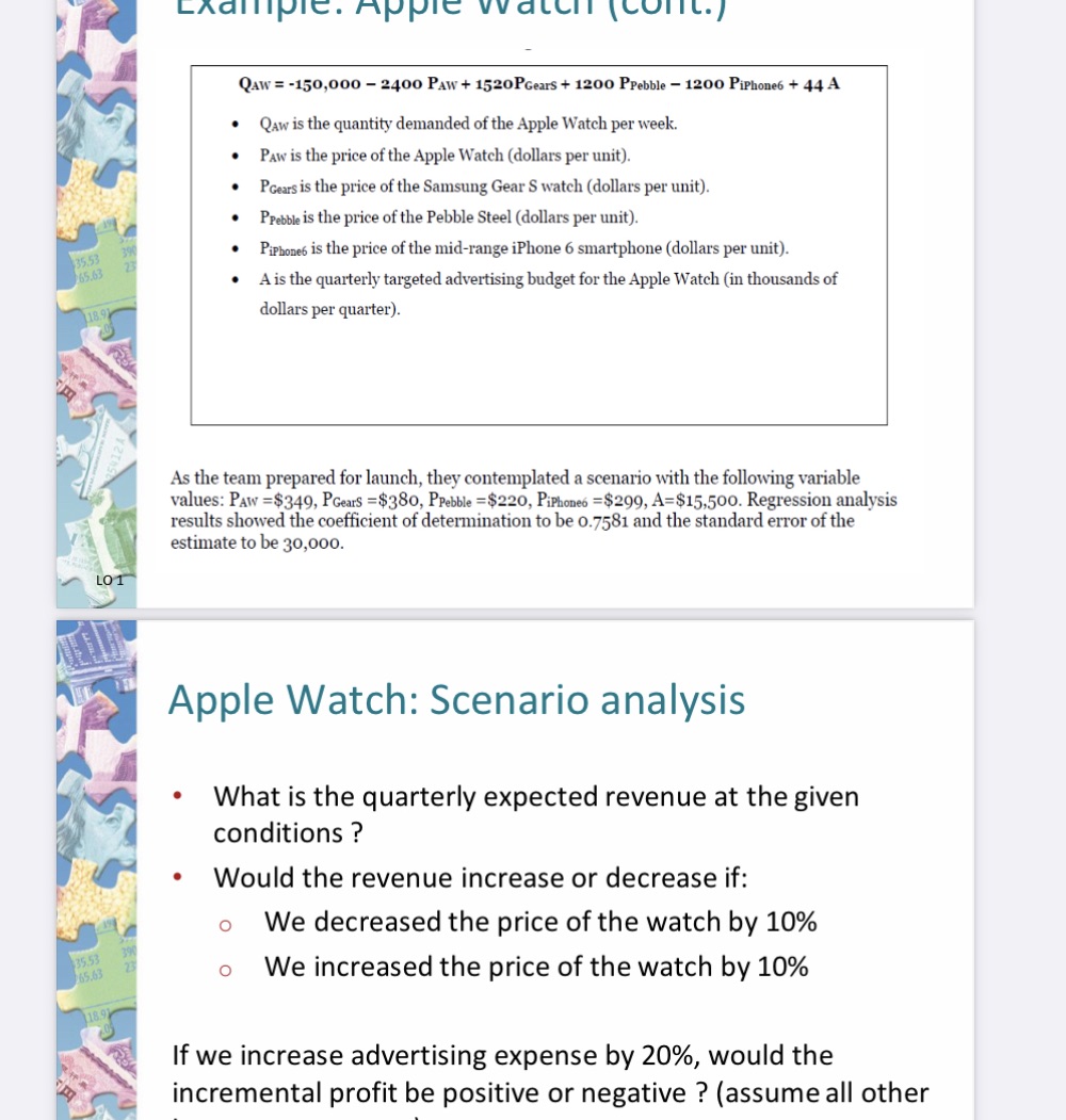 Example . App QAW = -150,000 - 2400 PAW + 1520PGears