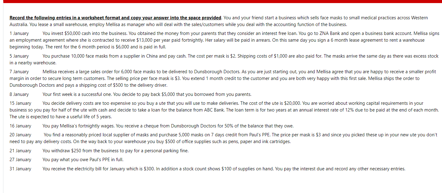 help please this is second time posting Record the following entries in