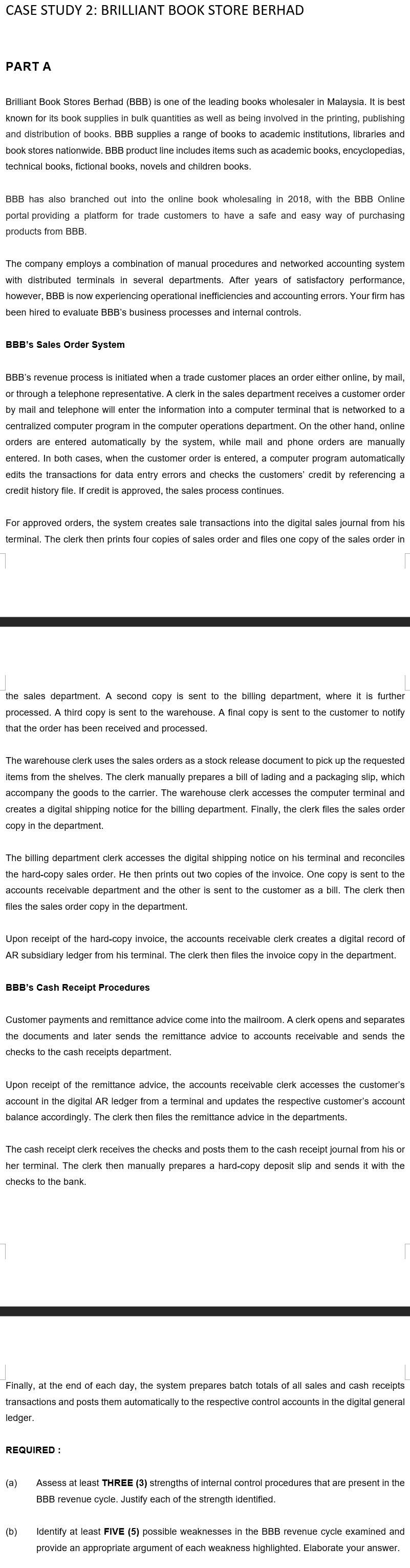  CASE STUDY 2: BRILLIANT BOOK STORE BERHAD PART A Brilliant Book