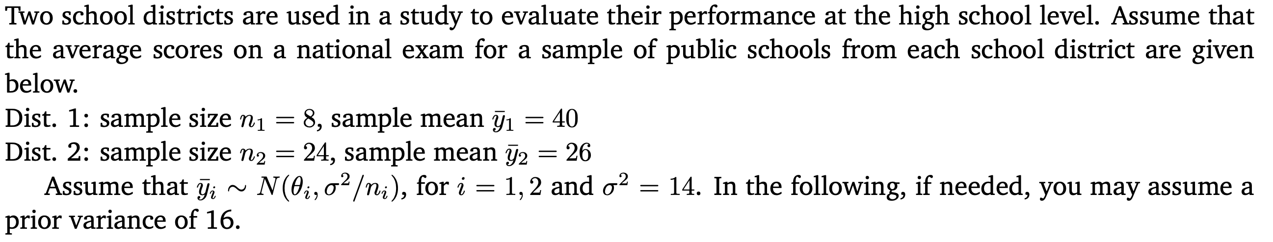 a national exam for a sample of public schools from each school