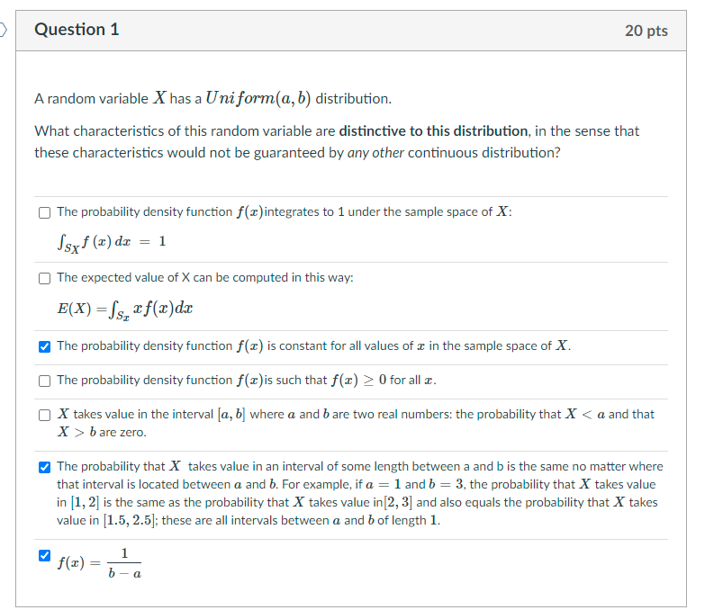 PLEASE HELP Question 1 20 pts A random variable X has a