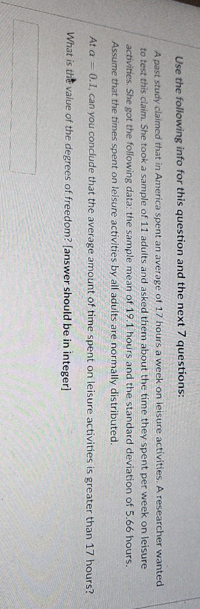 final answer please Use the following info for this question and the