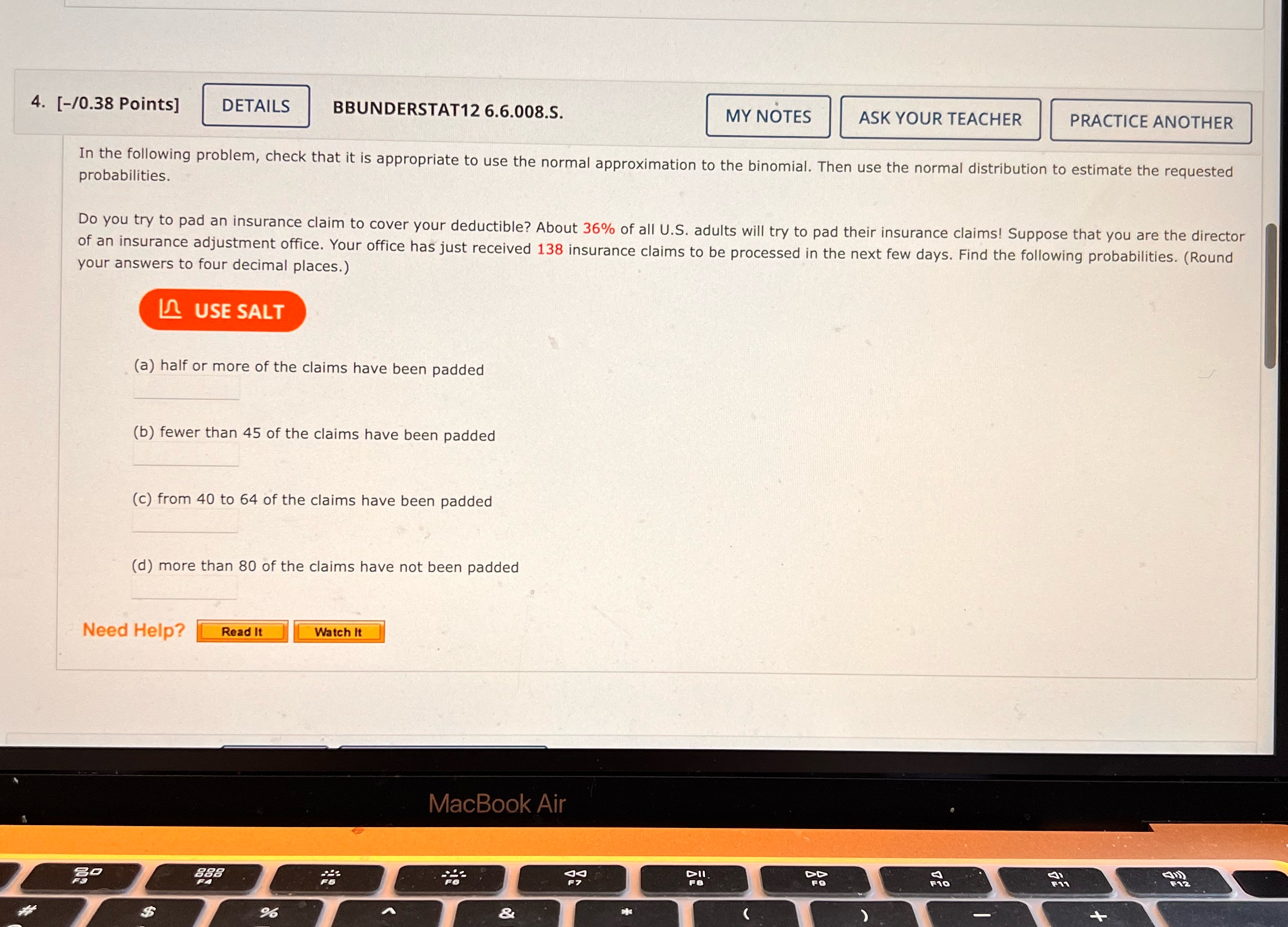  i 4. [40.38 Points] DETAILS BBUNDERSTAT12 6.6.0085. MY NOTES ASK YOUR