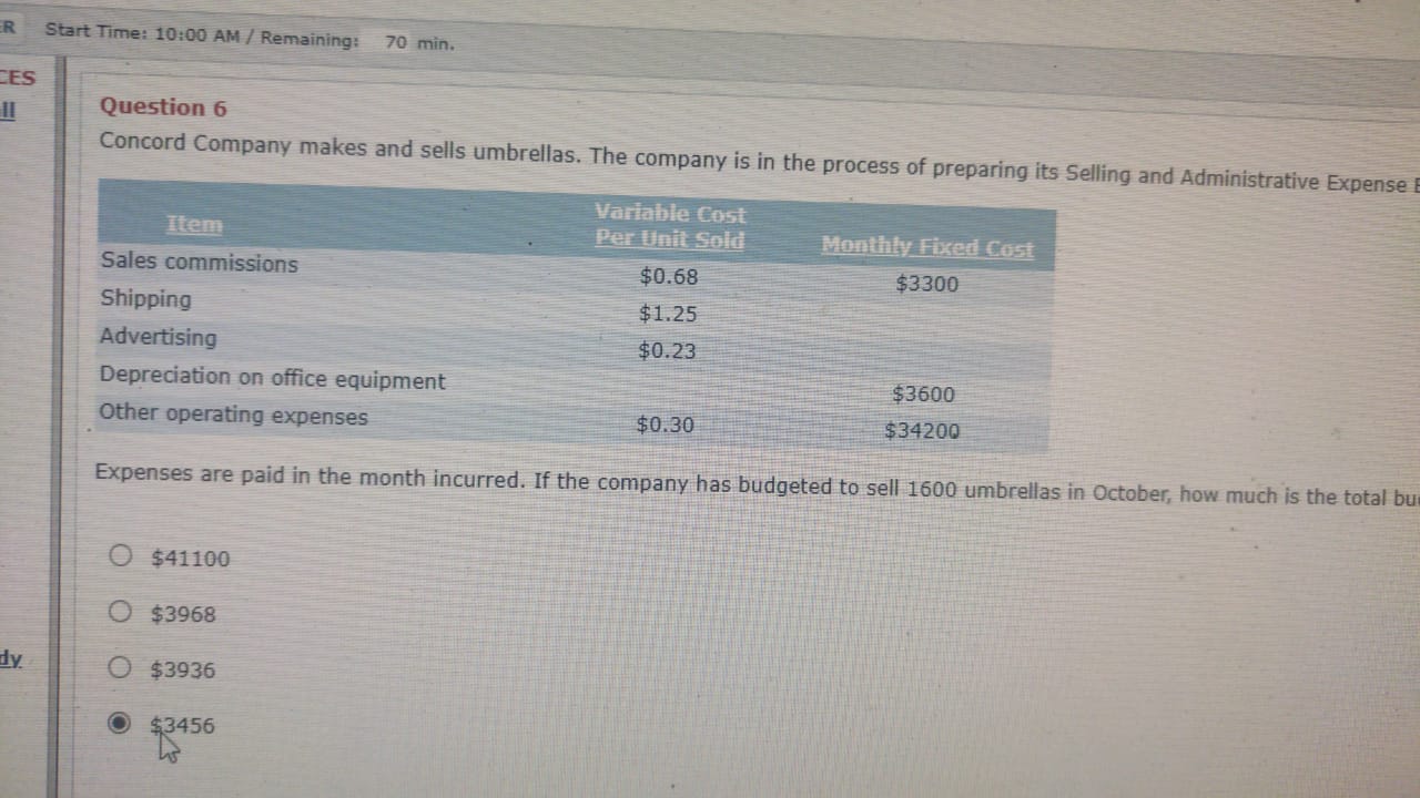 please provide answer for this question R Start Time: 10:00 AM /