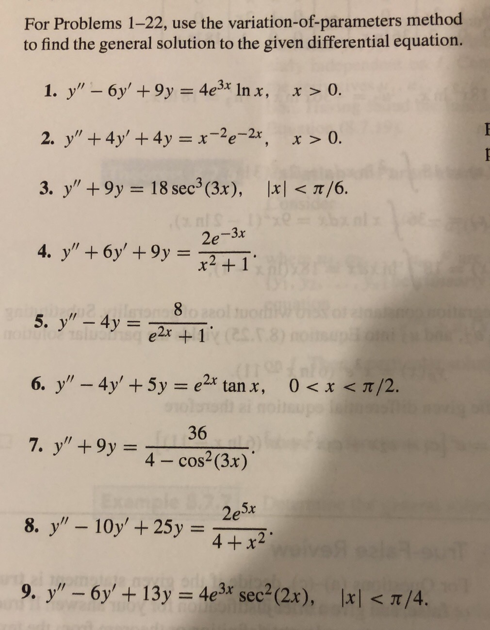 = 43* Inx, x> 0. 2. y" +4y' + 4y =x-2e-2x, x