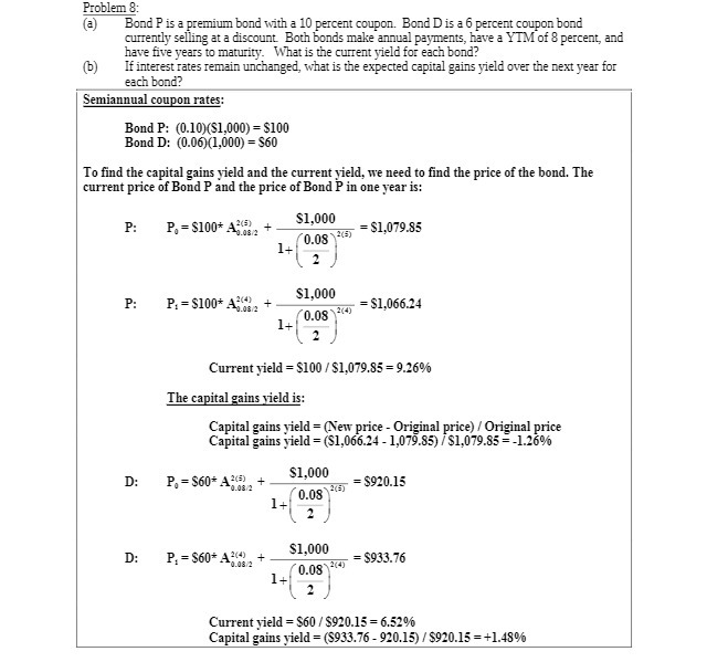 Problem 8: a Bond P is a premium bond with a