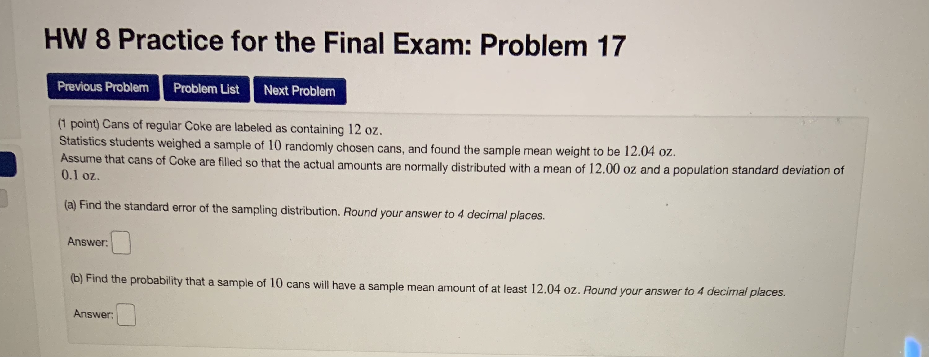  HW 8 Practice for the Final Exam: Problem 18 Previous Problem