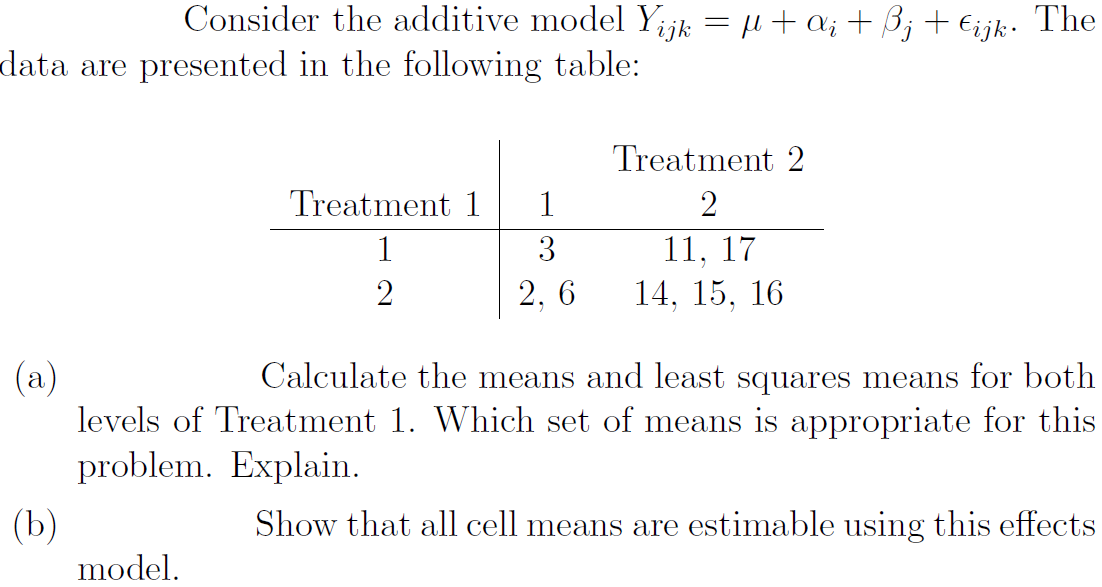  Consider the additive model Yak : a + 053- + 53-