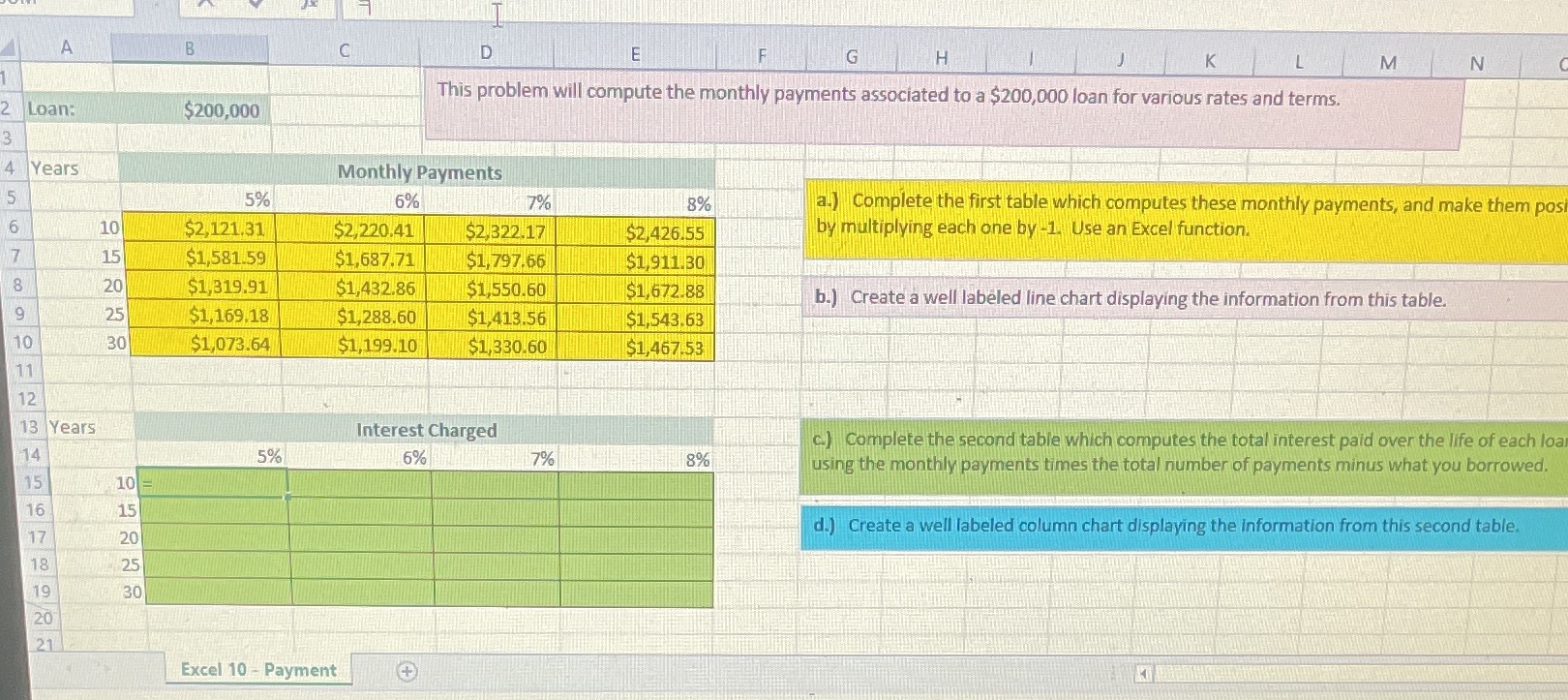 Need help with part C"Complete the second table which computes the total