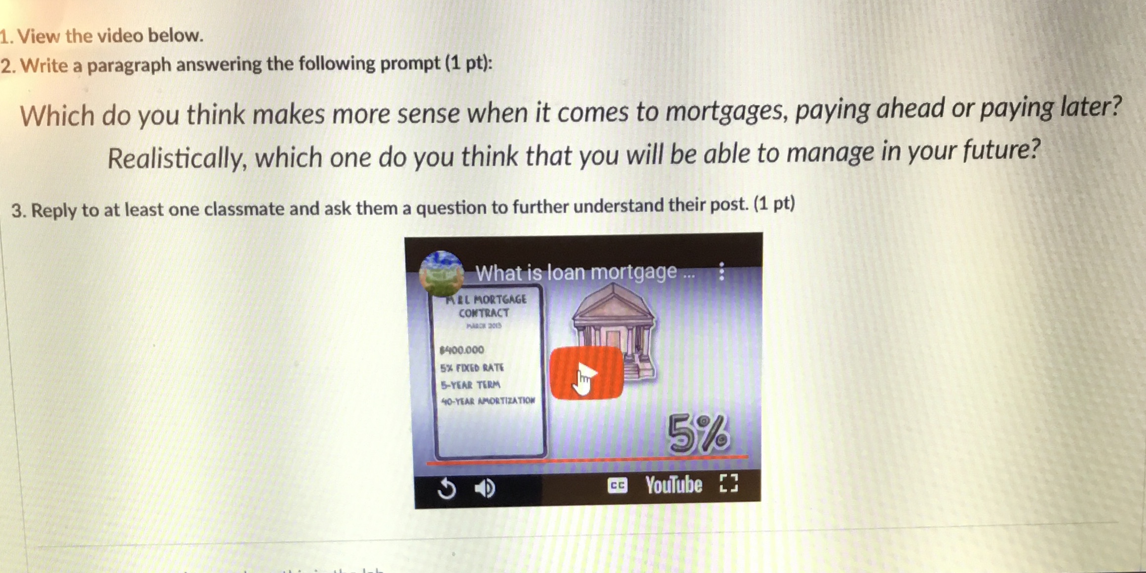  1. View the video below. 2. Write a paragraph answering the