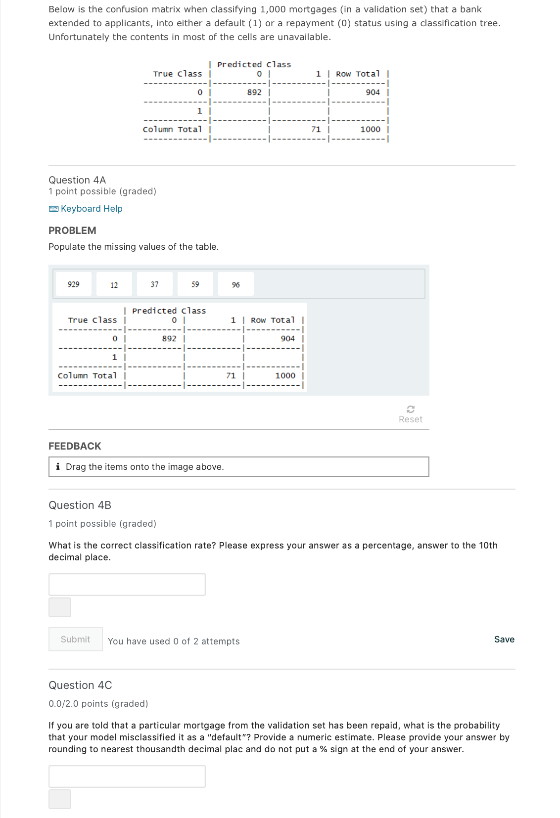 Please Help With 4(abc) Below is the confusion matrix when classifying 1,000